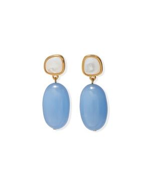 Stunning Big Sur Pair of Earrings Lizzie Fortunato Gold Plated & Mother-of-Pearl